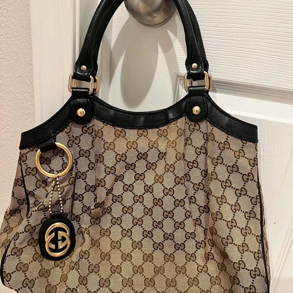 Gucci Brown and Black Shoulder Bag with Iconic Design